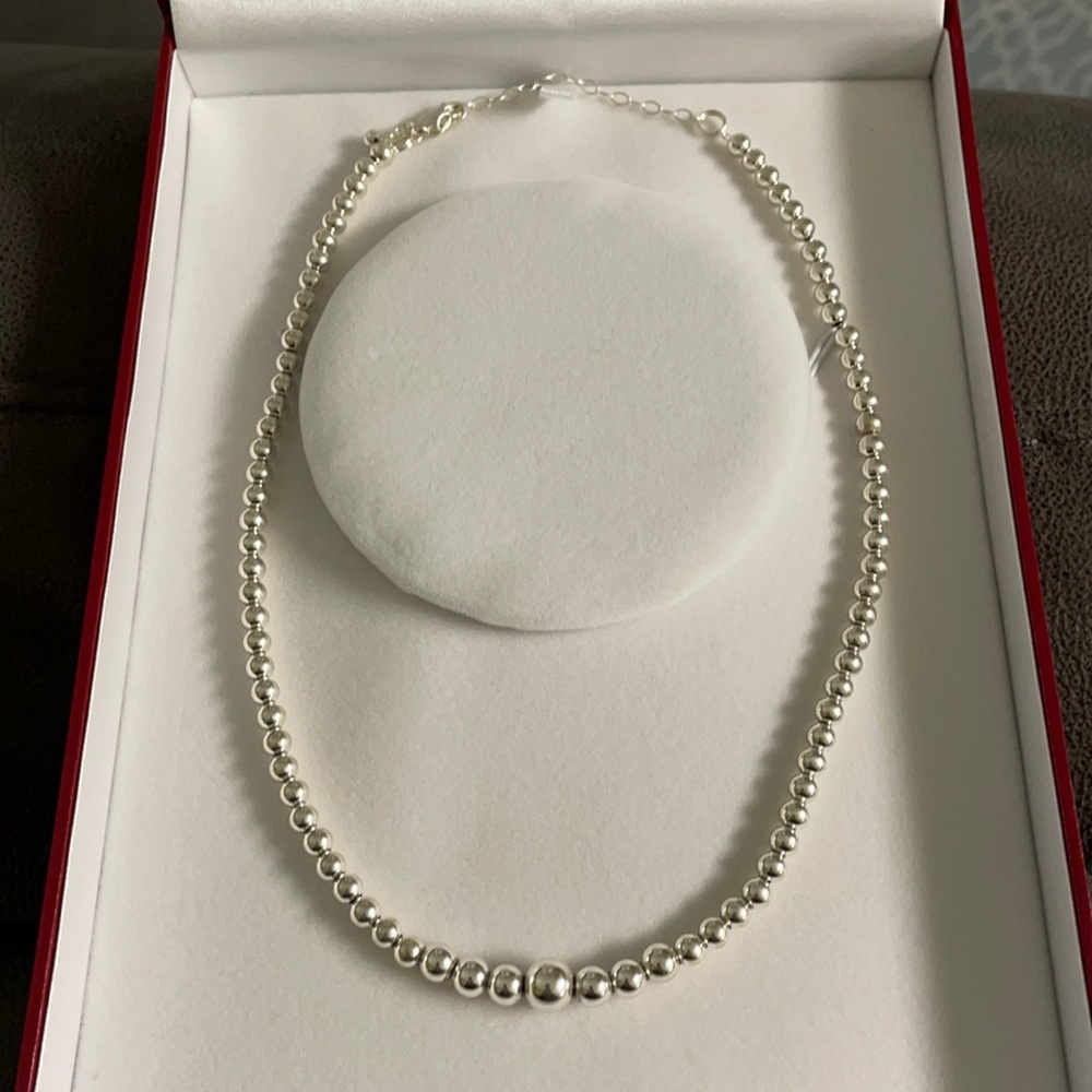Sterling Silver 16” beaded necklace